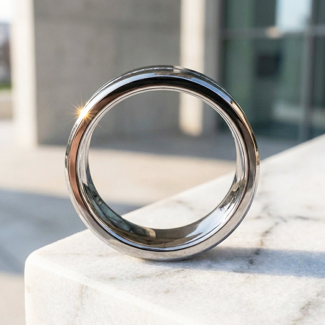 Giovanni Polished Full Eternity Black Tungsten Carbide Ring