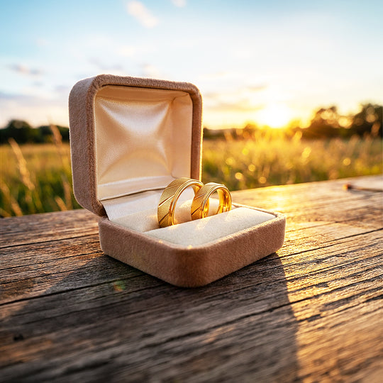Golden Sand | Tungsten Couple Rings | Gold Wedding Bands - Ring | Singapore Jewellery, Wedding Rings &amp; Gifts | Same Day Delivery | Tiara.com.sg