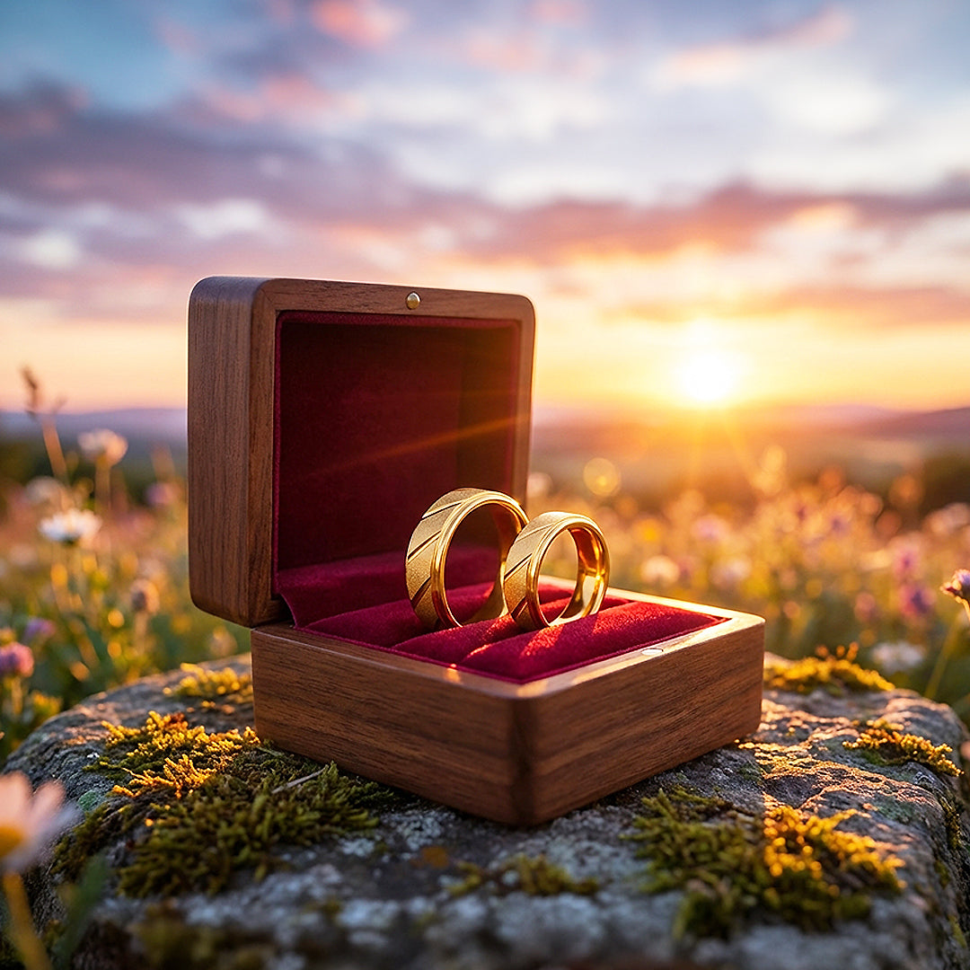 Golden Sand | Tungsten Couple Rings | Gold Wedding Bands - Ring | Singapore Jewellery, Wedding Rings &amp; Gifts | Same Day Delivery | Tiara.com.sg