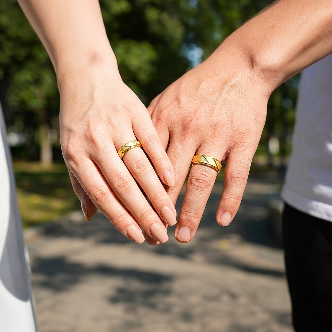Golden Sand | Tungsten Couple Rings | Gold Wedding Bands - Ring | Singapore Jewellery, Wedding Rings &amp; Gifts | Same Day Delivery | Tiara.com.sg