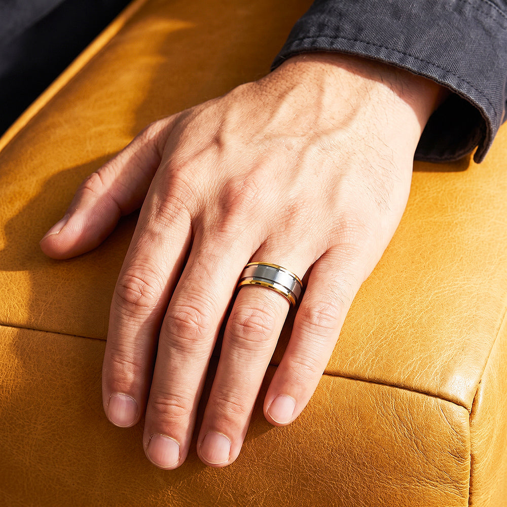 Two-Tone Stepped Edge Ring | Men's Ring | Harvey Ring - Clearance Sale❗