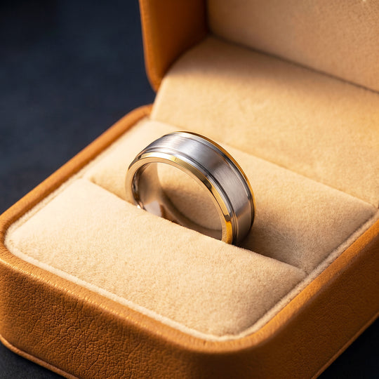 Two-Tone Stepped Edge Ring | Men&