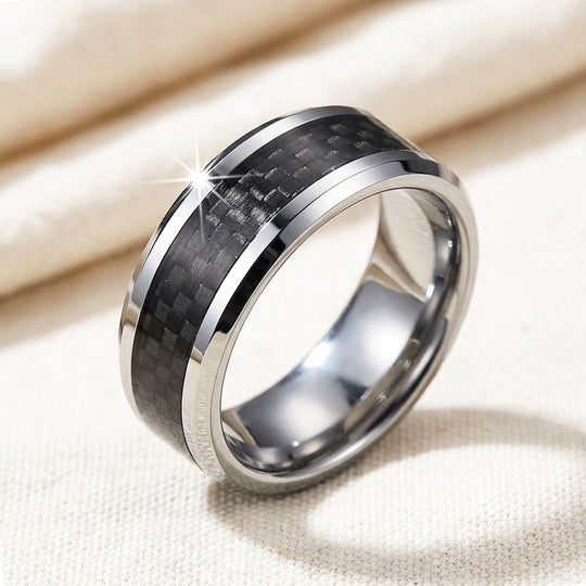 Herod Carbon Fiber Inlay Tungsten Carbide Ring - Ring | Singapore Jewellery, Wedding Rings &amp; Gifts | Same Day Delivery | Tiara.com.sg