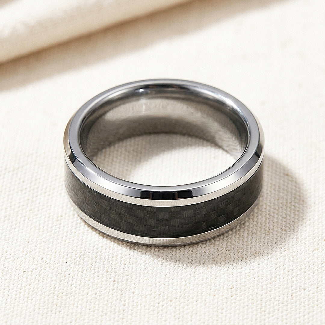 Herod Carbon Fiber Inlay Tungsten Carbide Ring - Ring | Singapore Jewellery, Wedding Rings &amp; Gifts | Same Day Delivery | Tiara.com.sg