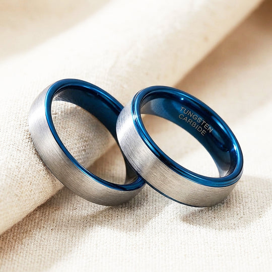 Holmes Brushed Blue Interior Tungsten Carbide Ring - Ring | Singapore Jewellery, Wedding Rings &amp; Gifts | Same Day Delivery | Tiara.com.sg