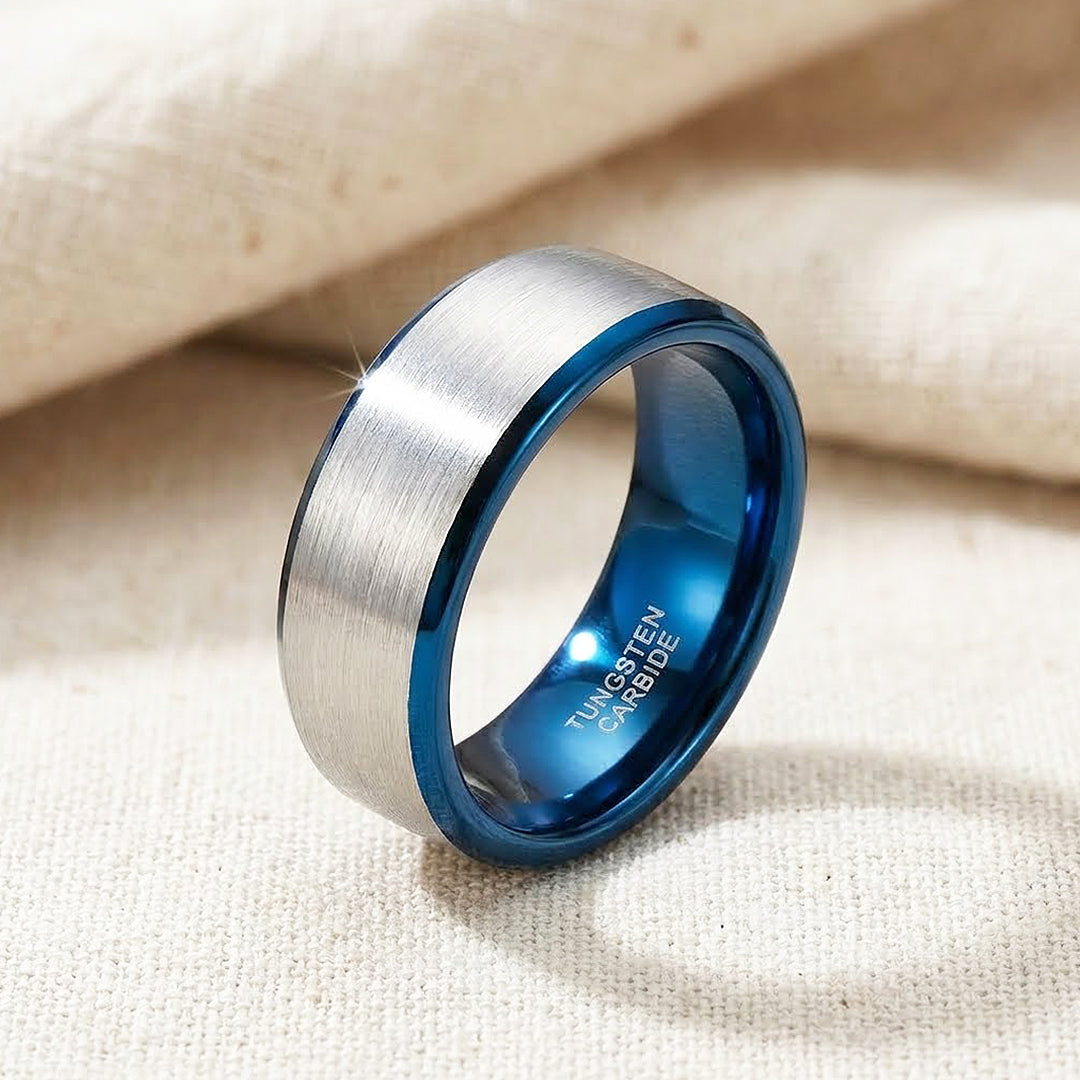 Holmes Brushed Blue Interior Tungsten Carbide Ring - Ring | Singapore Jewellery, Wedding Rings &amp; Gifts | Same Day Delivery | Tiara.com.sg
