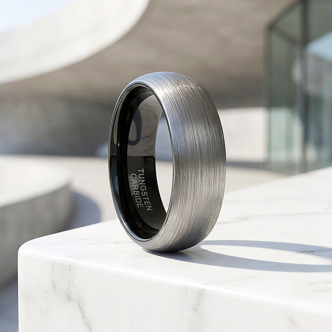 Igor | Brushed Silver Dome Tungsten Carbide | Men&