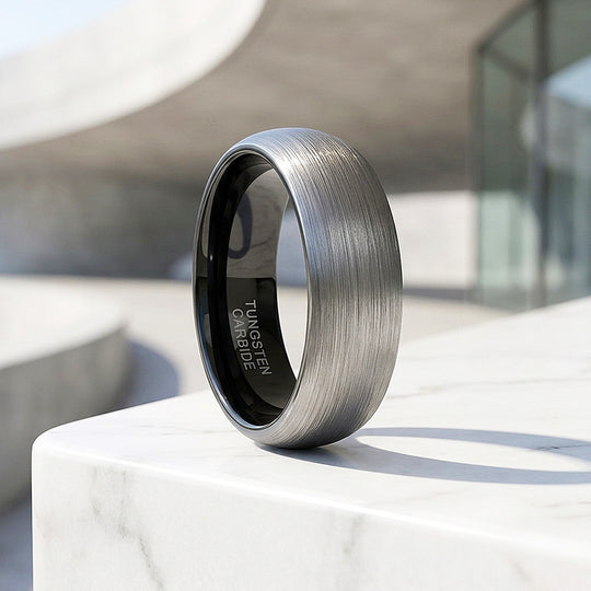 Igor | Brushed Silver Dome Tungsten Carbide | Men&
