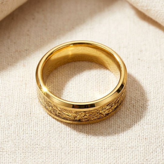 Imperium Gold Sandblasted Gold Foil Inlay Tungsten Carbide Ring - Ring | Singapore Jewellery, Wedding Rings &amp; Gifts | Same Day Delivery | Tiara.com.sg