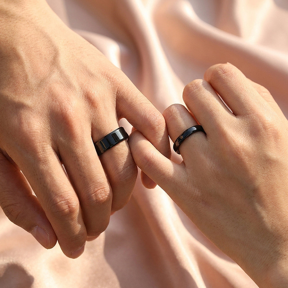 Infinity Bond Black | High-Polished Bevelled Flat Wedding Band