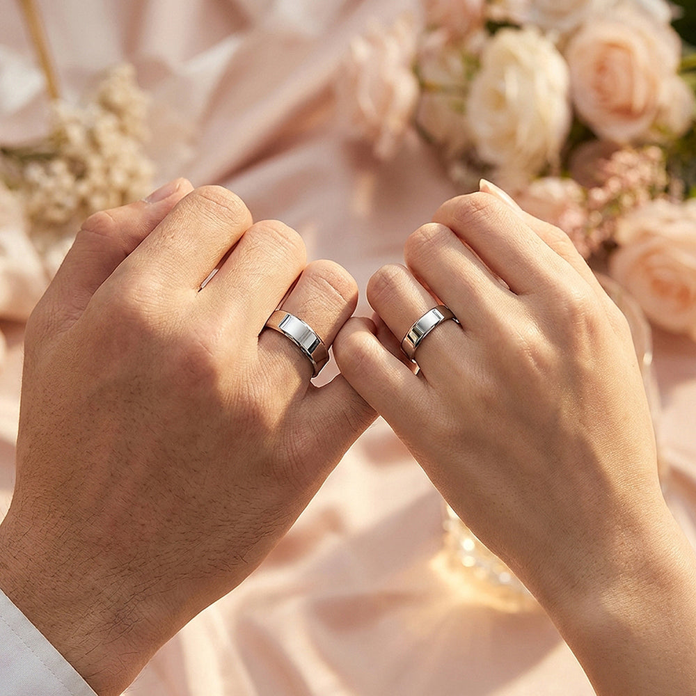 Infinity Bond Silver | High-Polished Bevelled Flat Wedding Band