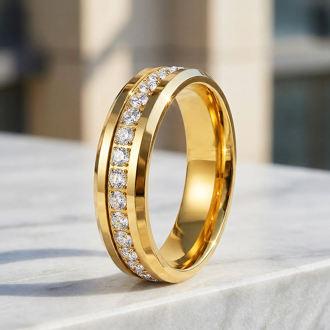Knox Polished Gold Eternity Tungsten Carbide Ring