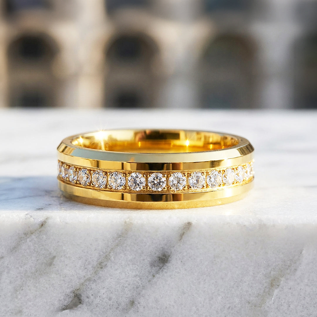 Knox Polished Gold Eternity Tungsten Carbide Ring