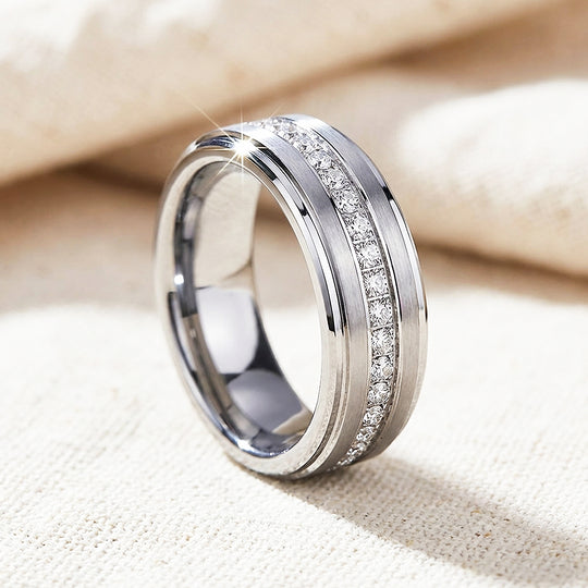 Lenox Brushed Eternity Tungsten Carbide Ring - Ring | Singapore Jewellery, Wedding Rings &amp; Gifts | Same Day Delivery | Tiara.com.sg