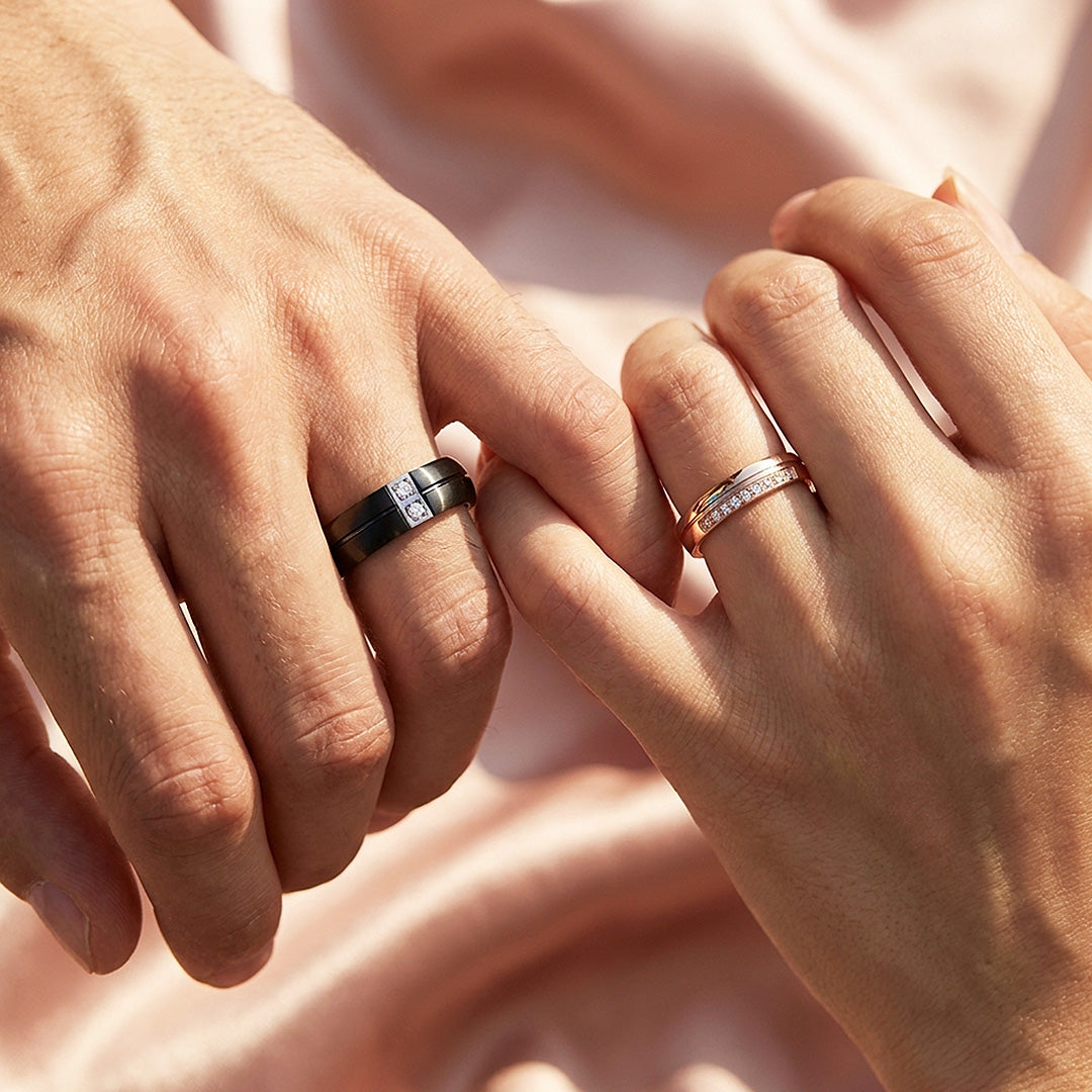 Life Time | Brushed Center Groove Flush-Set Solitaire Wedding Band