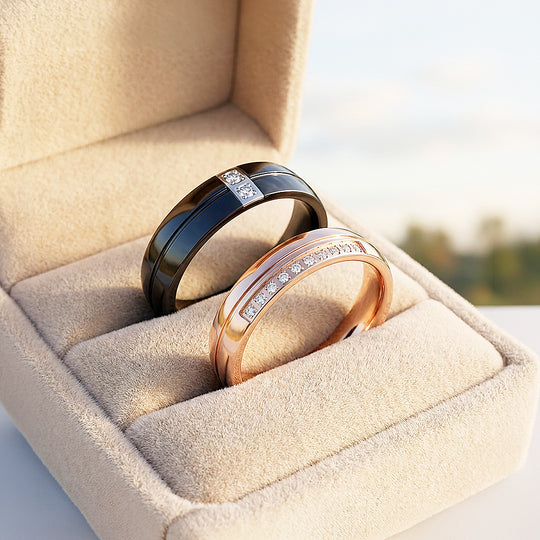 Life Time | Brushed Center Groove Flush-Set Solitaire Wedding Band
