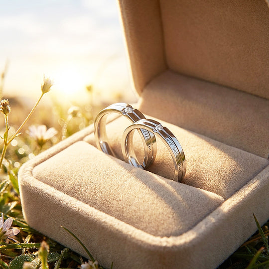 Love Never Fails | Silver | High-Polished Engraved Grooved Solitaire Wedding Band