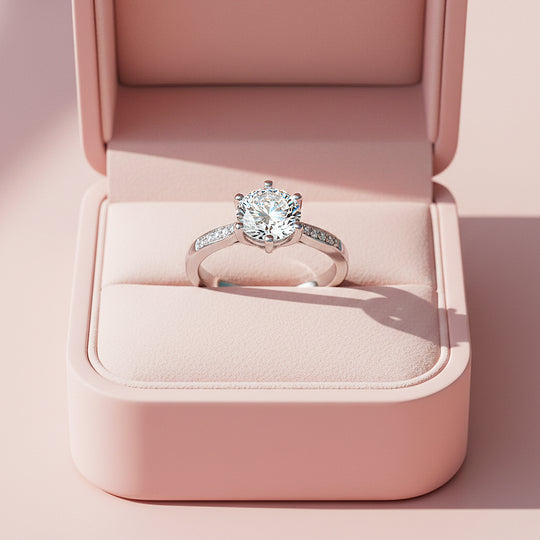 Round Solitaire Accent Engagement Ring | White Gold | Luxe1826 - Ring | Singapore Jewellery, Wedding Rings &amp; Gifts | Same Day Delivery | Tiara.com.sg