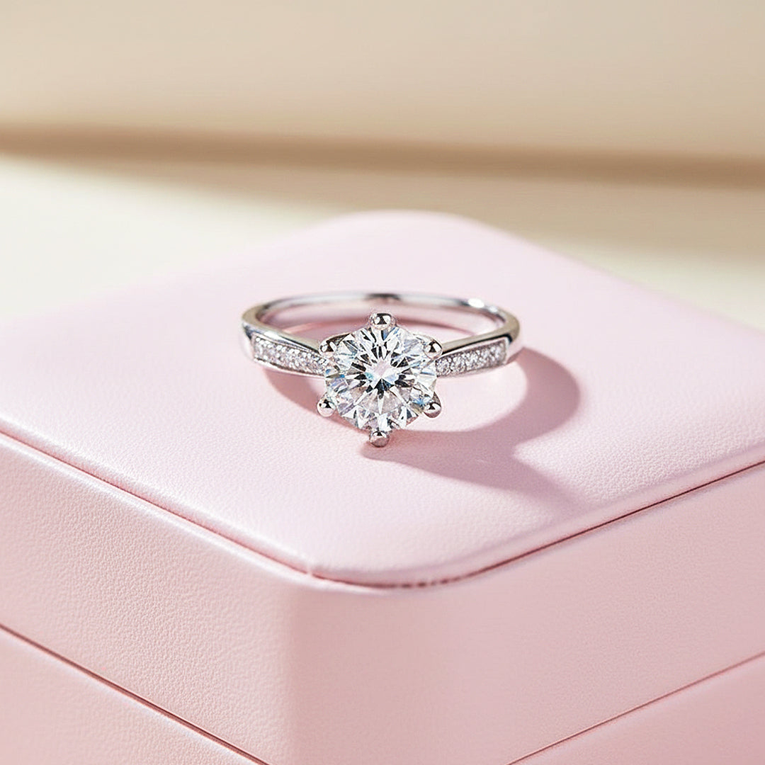 Round Solitaire Accent Engagement Ring | White Gold | Luxe1826 - Ring | Singapore Jewellery, Wedding Rings &amp; Gifts | Same Day Delivery | Tiara.com.sg