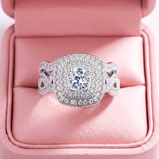 Cushion Double Halo Woven Ring | Luxe1862 - Clearance Sale❗