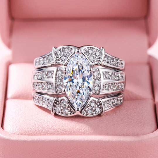 Marquise Three-Row Statement Ring | Luxe1890 - Clearance