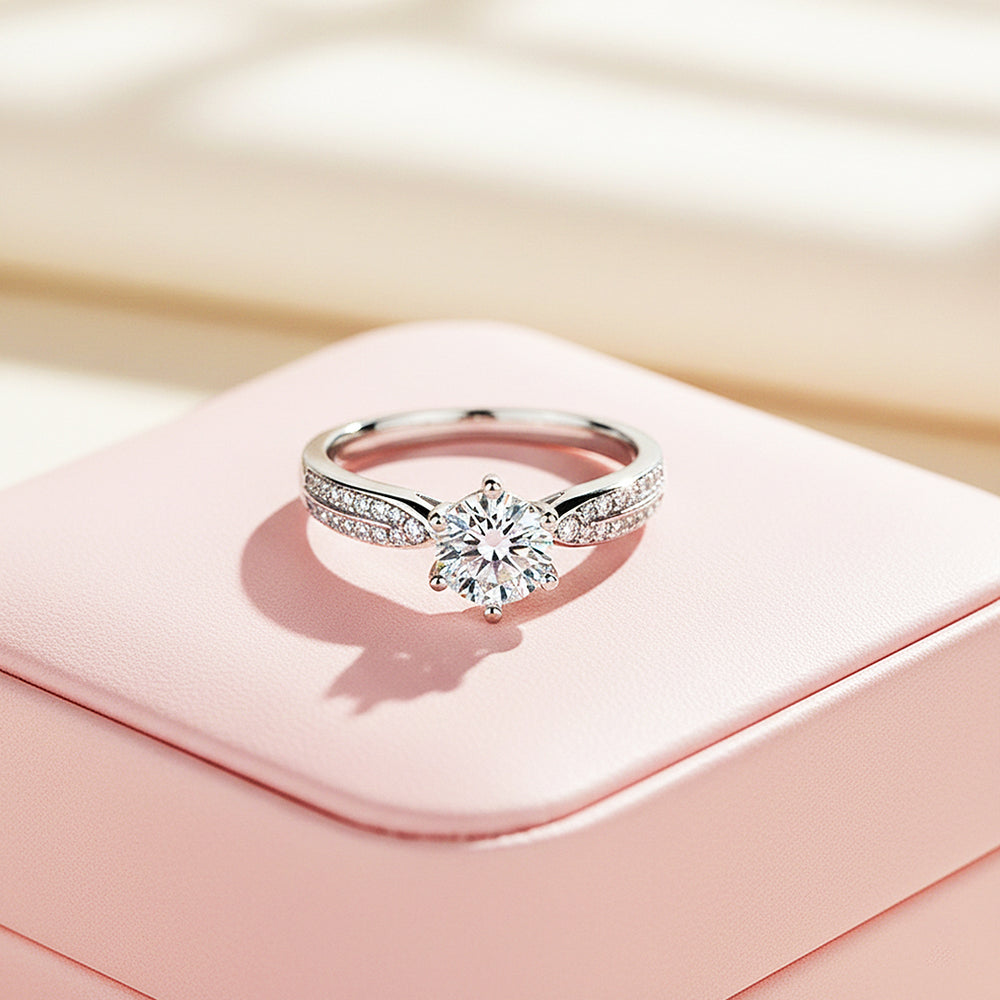 Round Solitaire Accent Engagement Ring | Luxe1896 - Ring | Singapore Jewellery, Wedding Rings & Gifts | Same Day Delivery | Tiara.com.sg