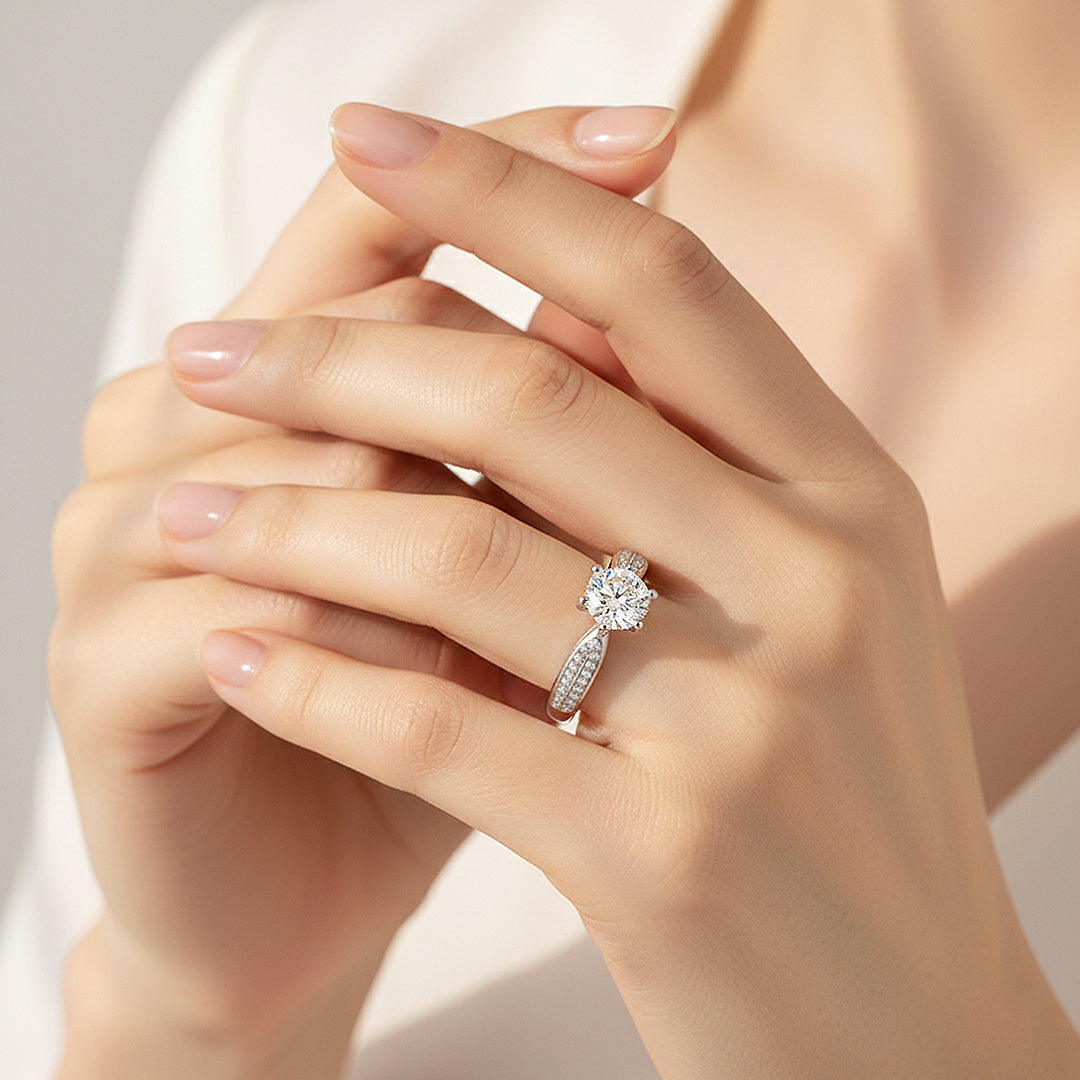 Round Solitaire Accent Engagement Ring | Luxe1896 - Ring | Singapore Jewellery, Wedding Rings & Gifts | Same Day Delivery | Tiara.com.sg