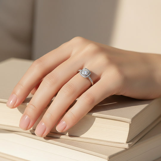 Cushion Halo Engagement Ring | White Gold | Luxe1901 - Ring | Singapore Jewellery, Wedding Rings &amp; Gifts | Same Day Delivery | Tiara.com.sg