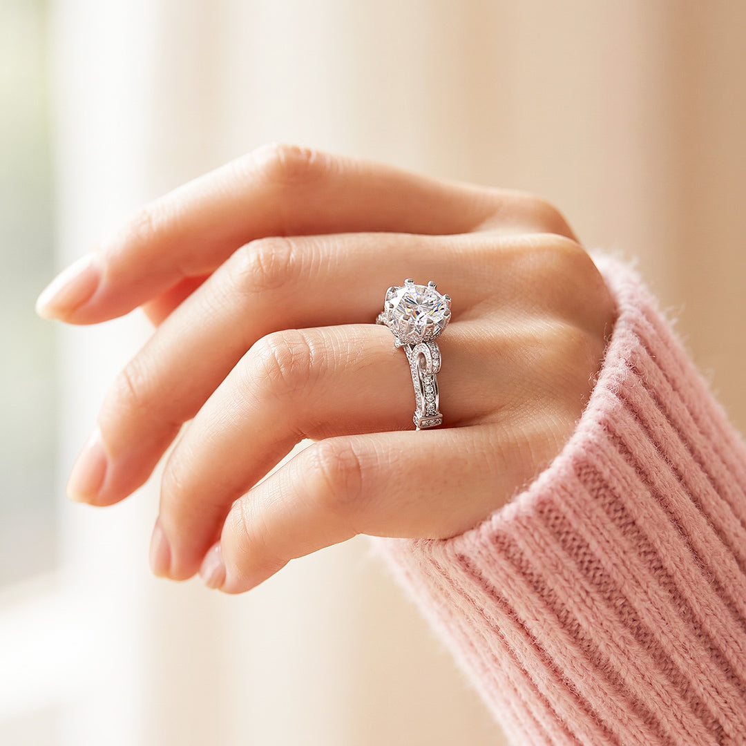 Six-Prong Scroll Gallery Engagement Ring | Luxe1907 - Low Stocks❗