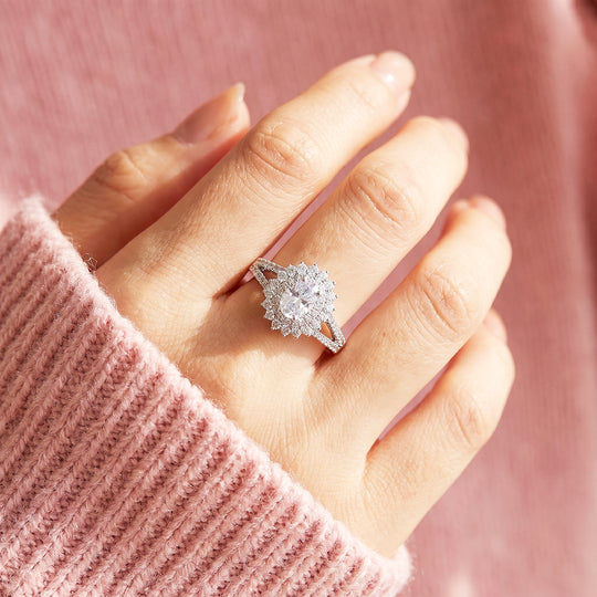 Oval Double Halo Ring | Women&