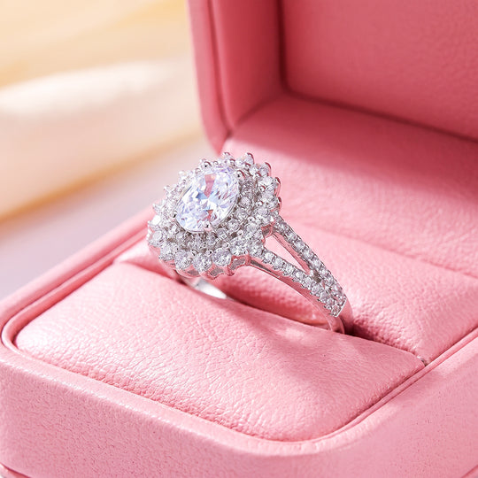 Oval Double Halo Ring | Women&