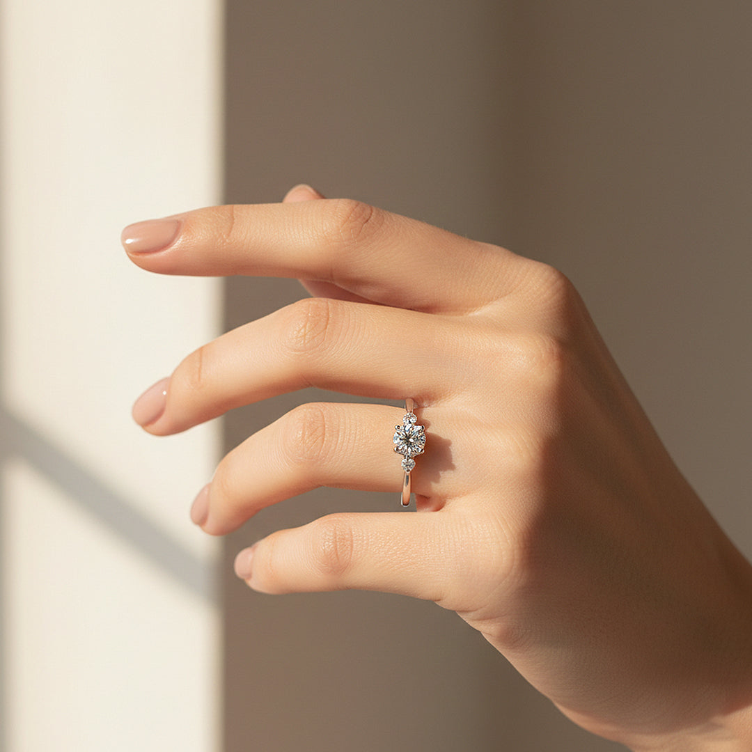 Round Solitaire Accent Engagement Ring | Luxe1967 - new designs | Singapore Jewellery, Wedding Rings & Gifts | Same Day Delivery | Tiara.com.sg