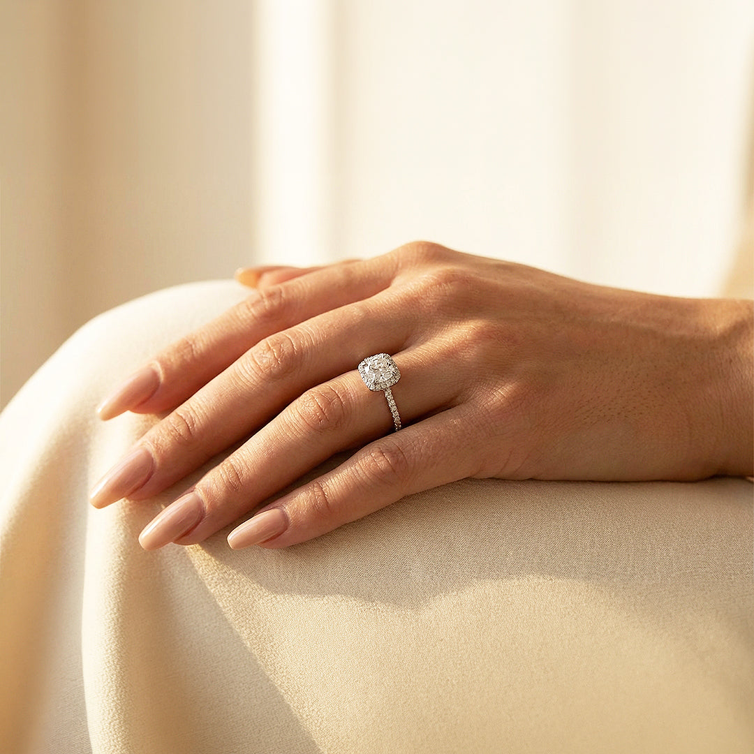 Cushion Halo Engagement Ring | Luxe1986 - new designs | Singapore Jewellery, Wedding Rings &amp; Gifts | Same Day Delivery | Tiara.com.sg