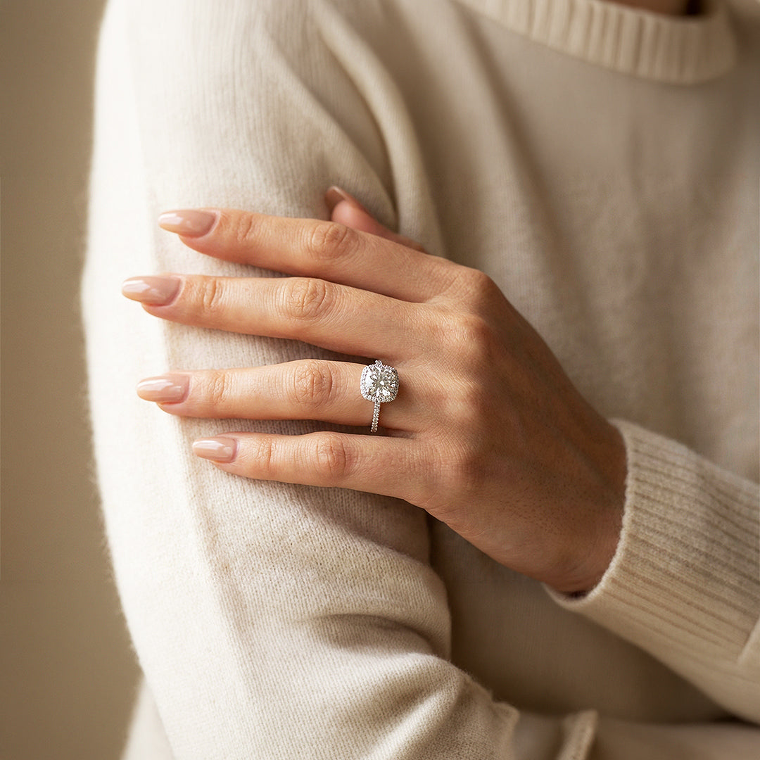 Cushion Halo Engagement Ring | Luxe1986 - new designs | Singapore Jewellery, Wedding Rings &amp; Gifts | Same Day Delivery | Tiara.com.sg