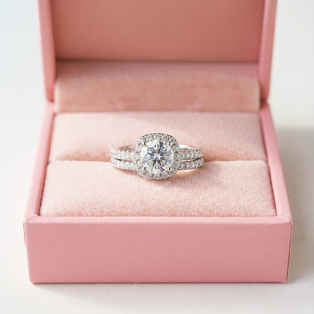 Cushion Halo Bridal Ring Set | Luxe1988 - new designs | Singapore Jewellery, Wedding Rings &amp; Gifts | Same Day Delivery | Tiara.com.sg