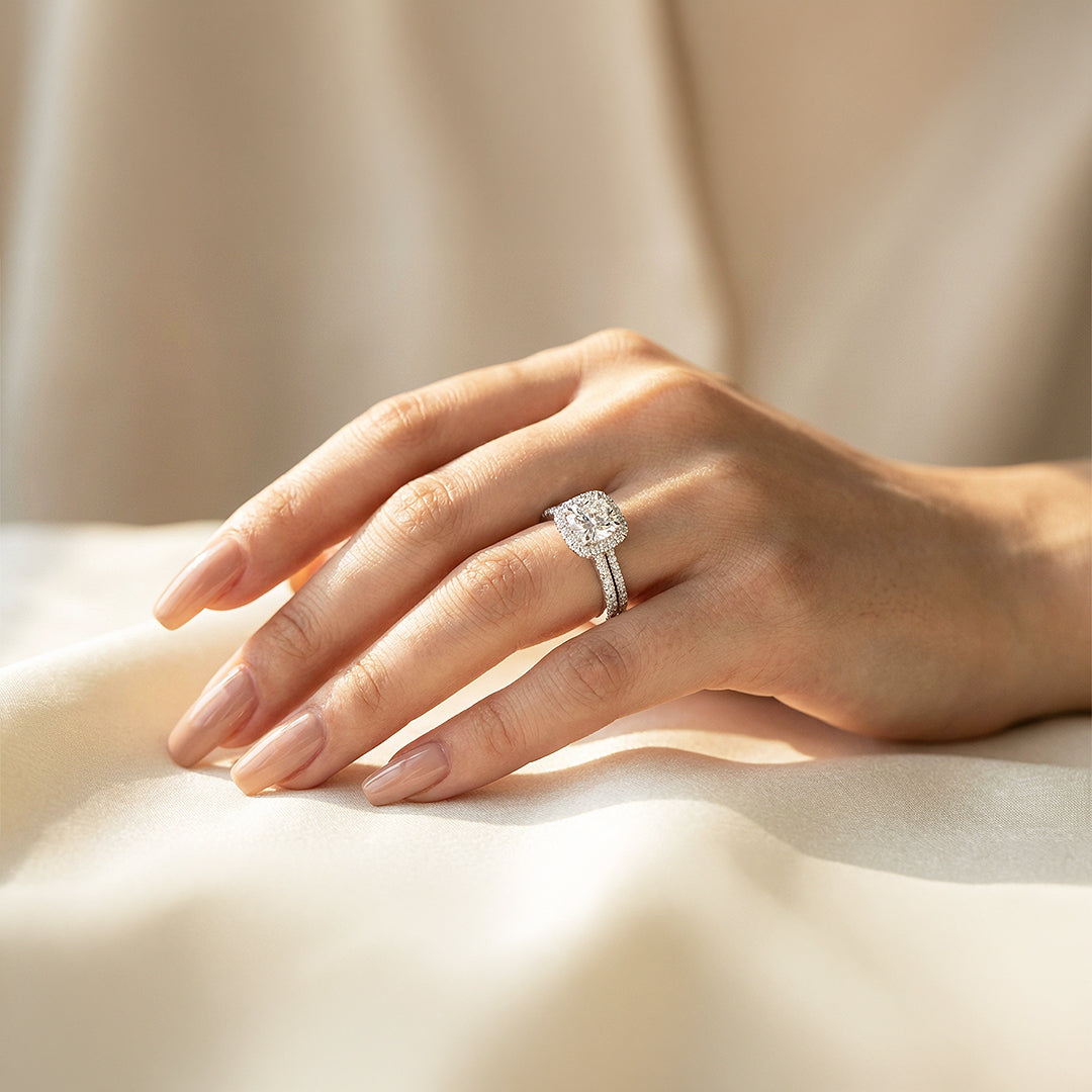 Cushion Halo Bridal Ring Set | Luxe1988 - new designs | Singapore Jewellery, Wedding Rings &amp; Gifts | Same Day Delivery | Tiara.com.sg