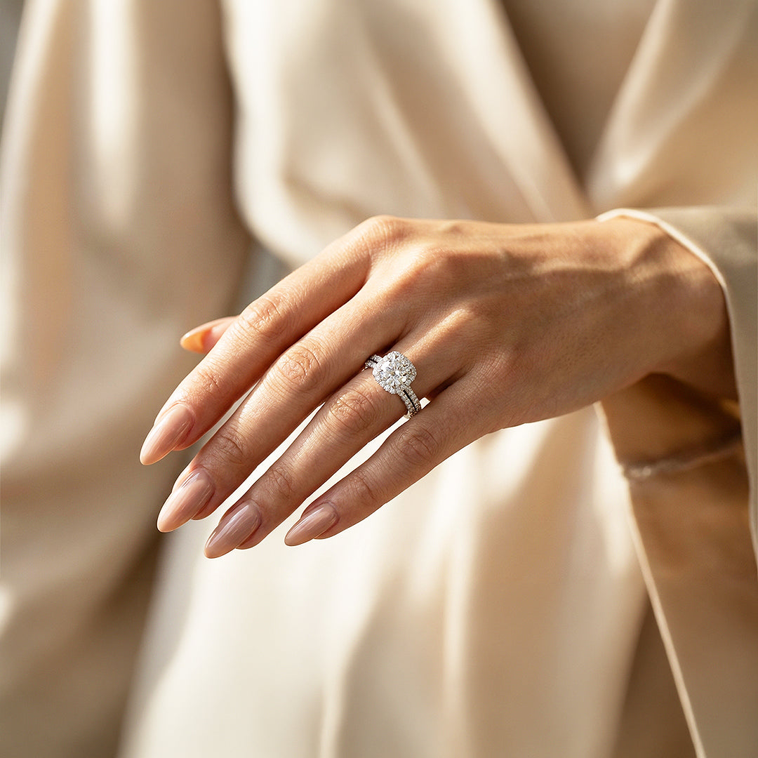 Cushion Halo Bridal Ring Set | Luxe1988 - new designs | Singapore Jewellery, Wedding Rings &amp; Gifts | Same Day Delivery | Tiara.com.sg