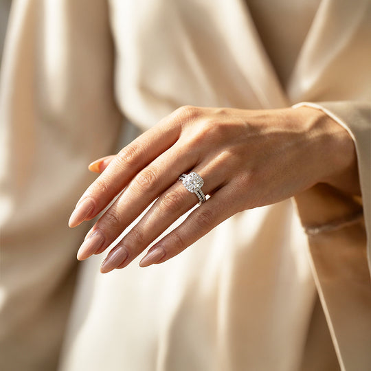 Cushion Halo Bridal Ring Set | Luxe1988 - new designs | Singapore Jewellery, Wedding Rings &amp; Gifts | Same Day Delivery | Tiara.com.sg