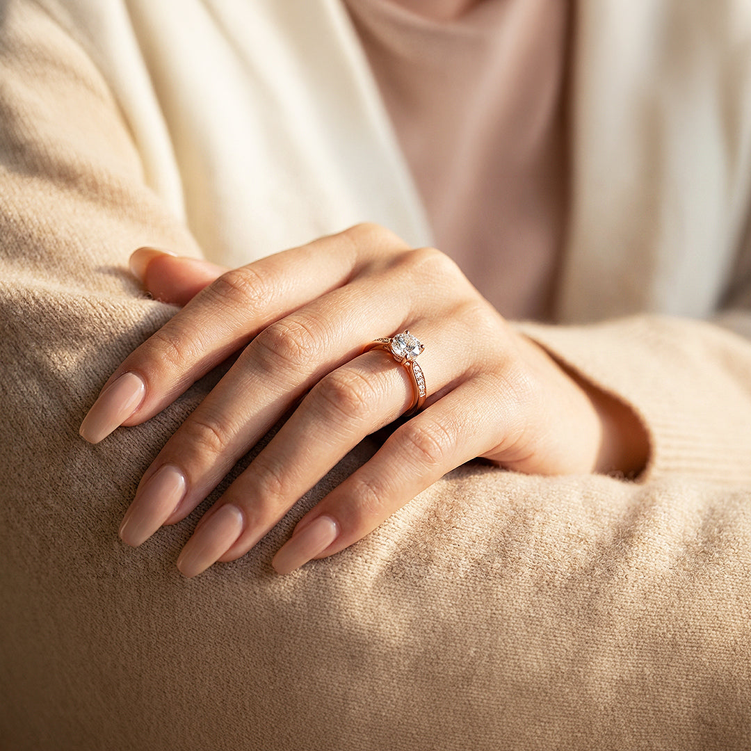 Round Solitaire Pink Accent Engagement Ring | Luxe1989 - new designs | Singapore Jewellery, Wedding Rings &amp; Gifts | Same Day Delivery | Tiara.com.sg