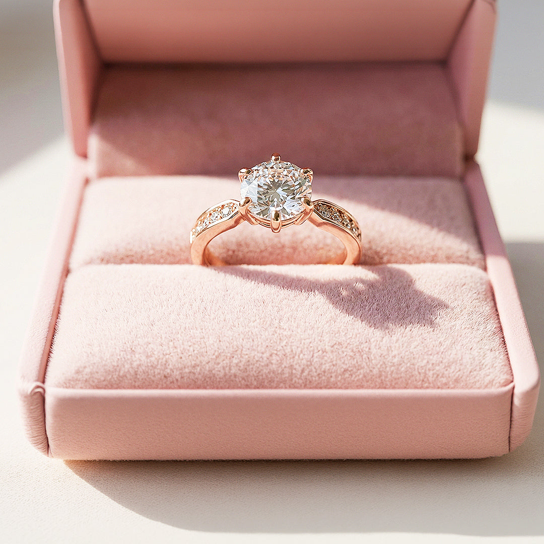 Round Solitaire Pink Accent Engagement Ring | Luxe1989 - new designs | Singapore Jewellery, Wedding Rings &amp; Gifts | Same Day Delivery | Tiara.com.sg