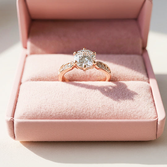 Round Solitaire Pink Accent Engagement Ring | Luxe1989 - new designs | Singapore Jewellery, Wedding Rings &amp; Gifts | Same Day Delivery | Tiara.com.sg