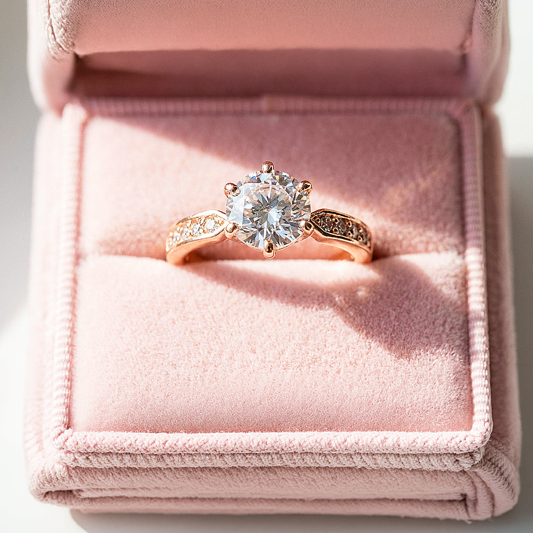 Round Solitaire Pink Accent Engagement Ring | Luxe1989 - new designs | Singapore Jewellery, Wedding Rings &amp; Gifts | Same Day Delivery | Tiara.com.sg