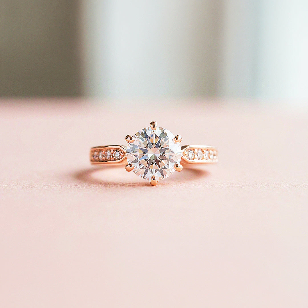Round Solitaire Pink Accent Engagement Ring | Luxe1989 - new designs | Singapore Jewellery, Wedding Rings &amp; Gifts | Same Day Delivery | Tiara.com.sg