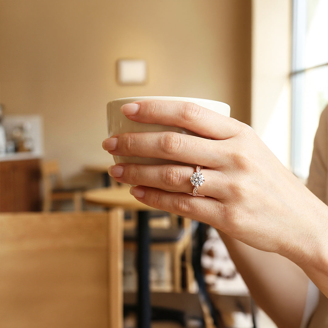 Round Solitaire Pink Accent Engagement Ring | Luxe1989 - new designs | Singapore Jewellery, Wedding Rings &amp; Gifts | Same Day Delivery | Tiara.com.sg
