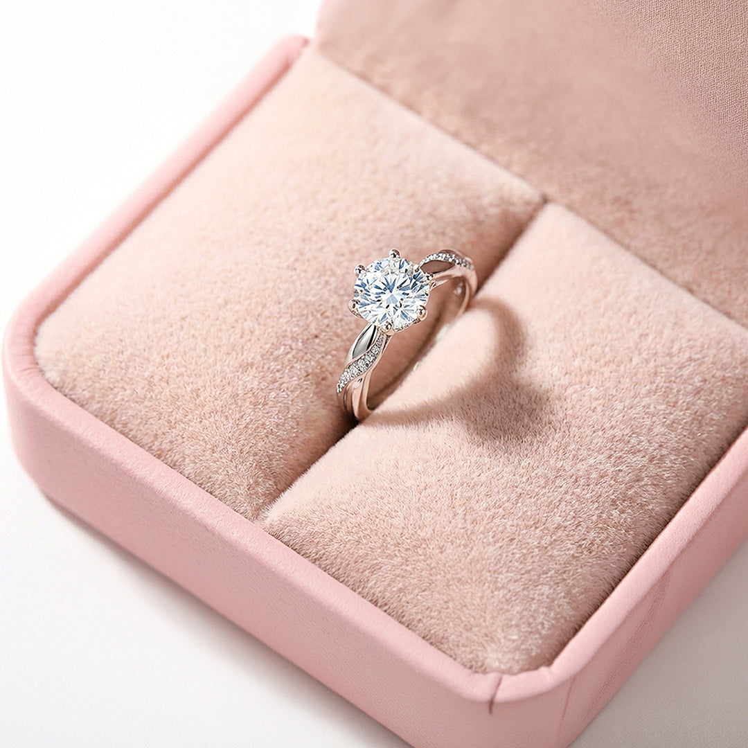 Round Solitaire Twisted Band Engagement Ring | Luxe1992 - new designs | Singapore Jewellery, Wedding Rings &amp; Gifts | Same Day Delivery | Tiara.com.sg