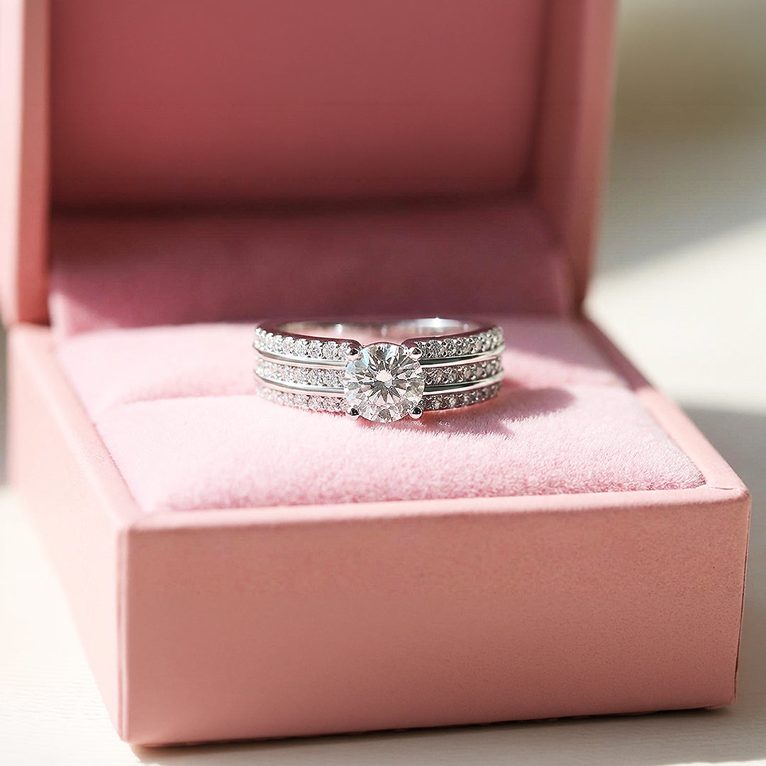 Round Solitaire Triple Band Engagement Ring | Luxe1994 - new designs | Singapore Jewellery, Wedding Rings &amp; Gifts | Same Day Delivery | Tiara.com.sg