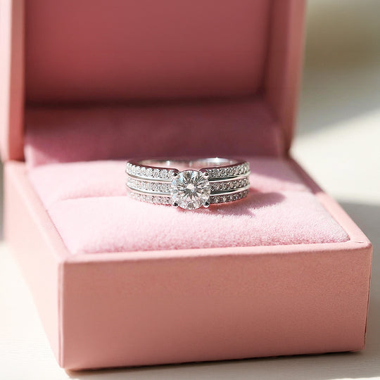 Round Solitaire Triple Band Engagement Ring | Luxe1994 - new designs | Singapore Jewellery, Wedding Rings &amp; Gifts | Same Day Delivery | Tiara.com.sg