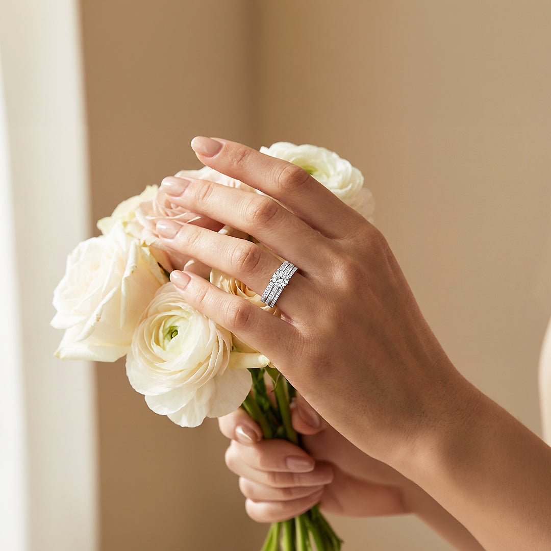Round Solitaire Triple Band Engagement Ring | Luxe1994 - new designs | Singapore Jewellery, Wedding Rings &amp; Gifts | Same Day Delivery | Tiara.com.sg