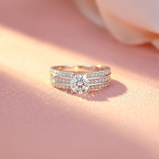 Round Solitaire Triple Band Engagement Ring | Luxe1994 - new designs | Singapore Jewellery, Wedding Rings &amp; Gifts | Same Day Delivery | Tiara.com.sg
