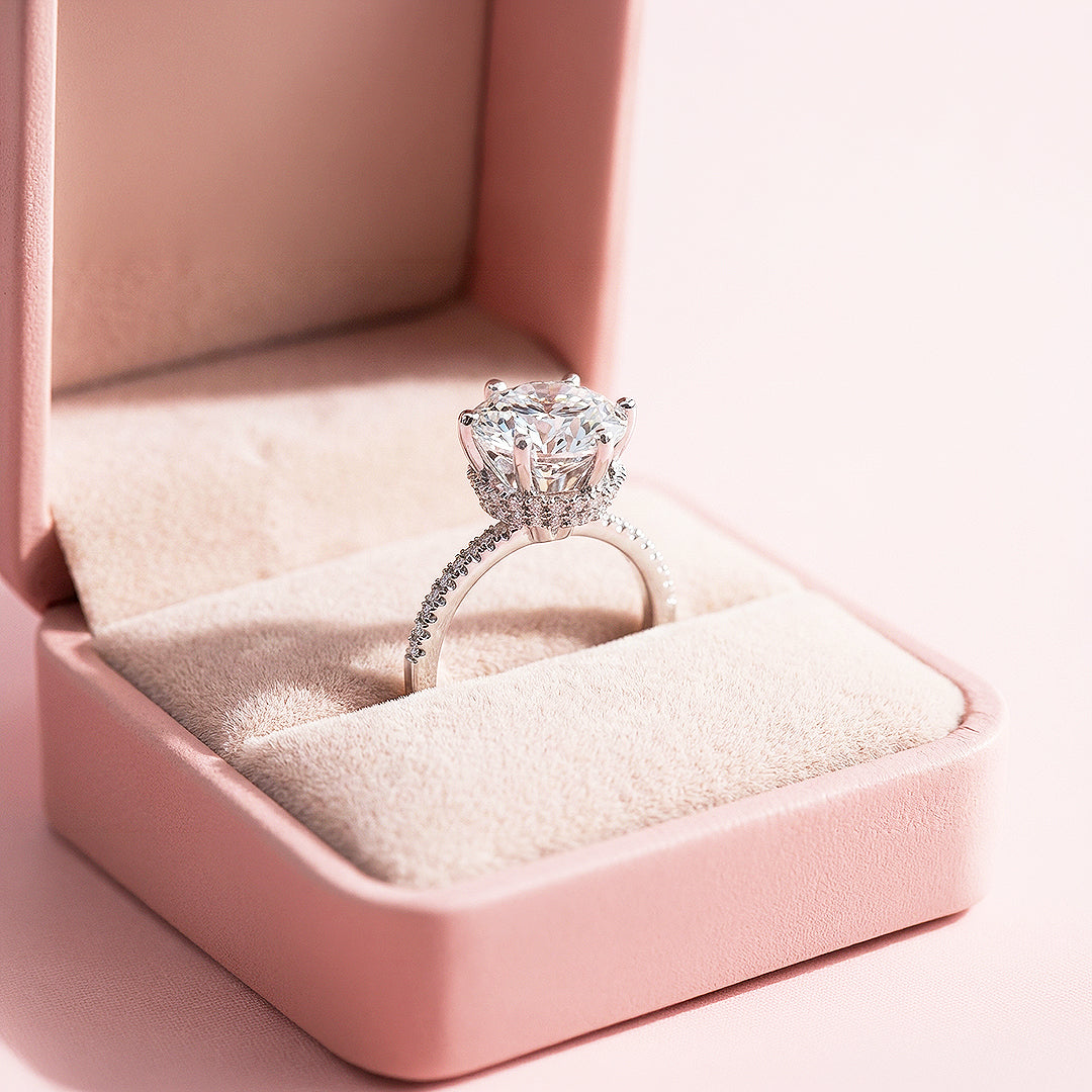 Round Solitaire Halo Engagement Ring | Luxe1999 - new designs | Singapore Jewellery, Wedding Rings &amp; Gifts | Same Day Delivery | Tiara.com.sg